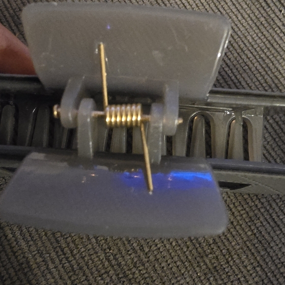 Celine Gray Quilted Hair Clip with Gold Accent - Picture 7 of 10